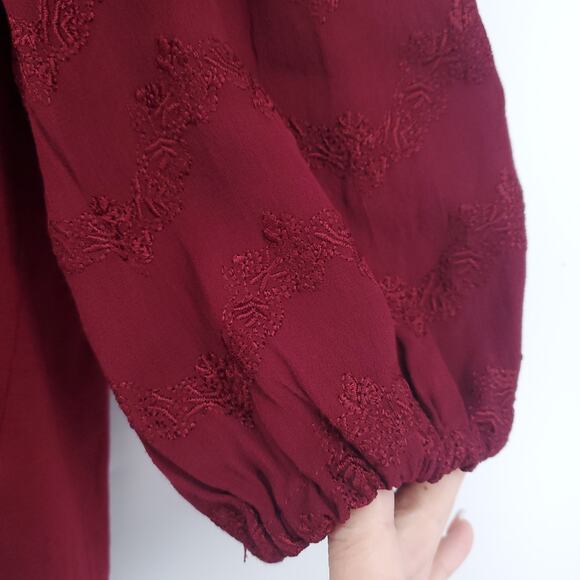 Vanessa Virginia Lenora Vintage Inspired Boho Floral Embroidered Tie Front Top S - Picture 7 of 16